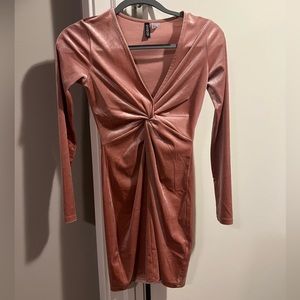 Pink long-sleeve bodycon H&M Mini Dress